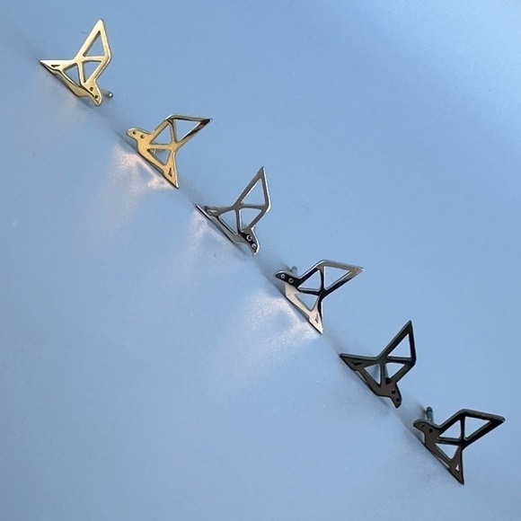 Surgical Steel Origami Bird Stud Earrings - Picture 16 of 16